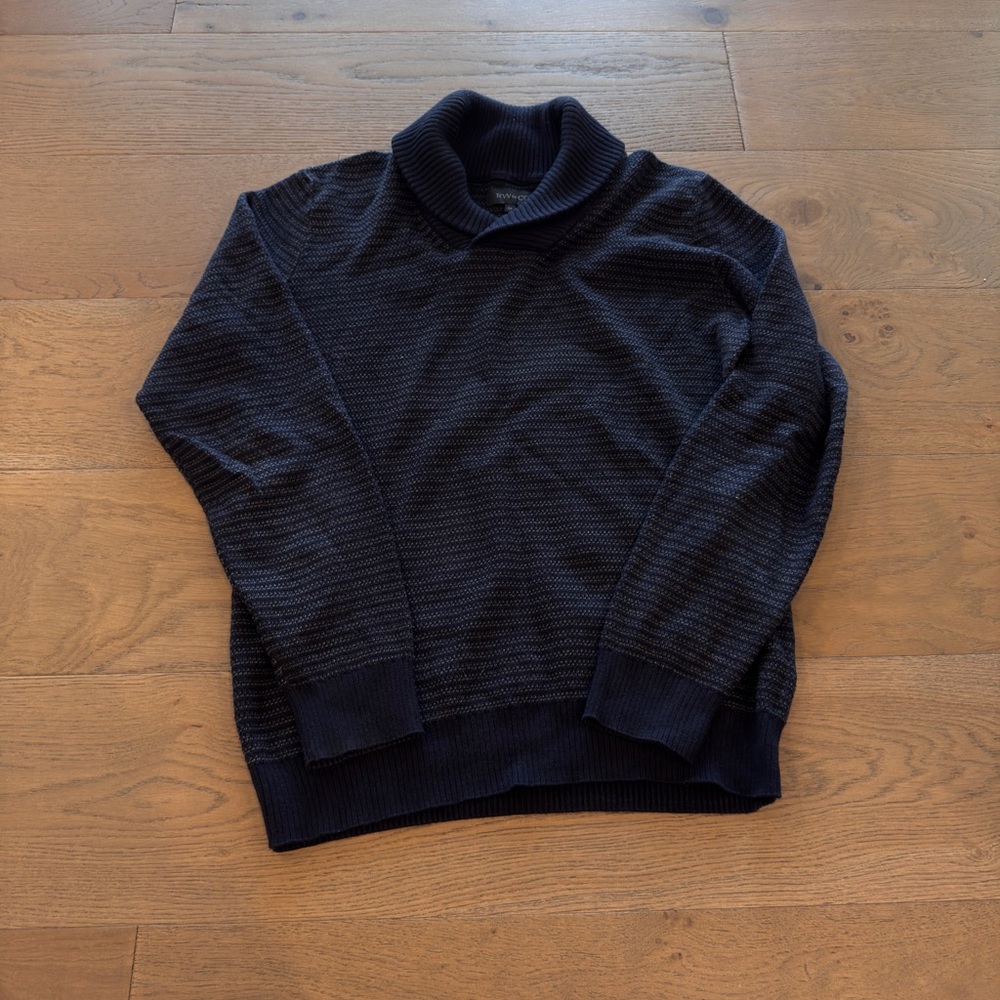 RW&CO. Men's Dark Blue Shawl Collar Sweater